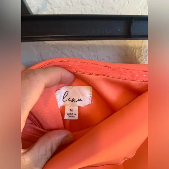 Lena Strapless Coral Dress - Picture 3 of 7